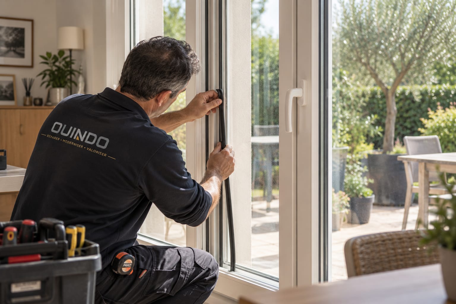 Volet roulant moderne devant une fenêtre