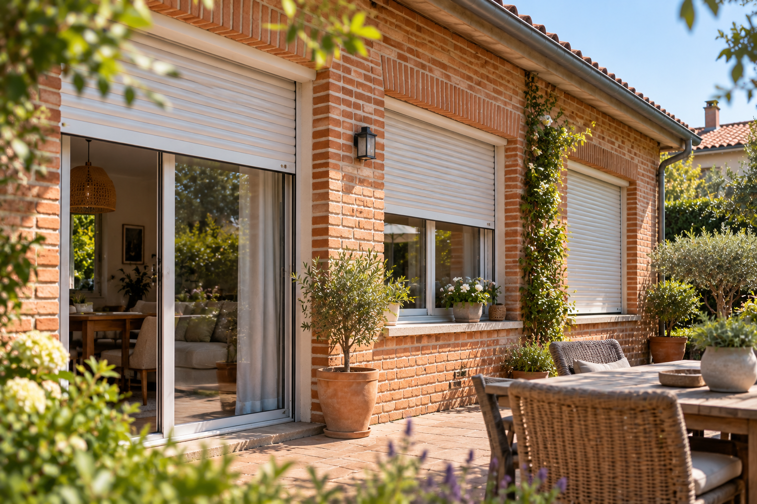 Volets roulants installés sur une maison contemporaine